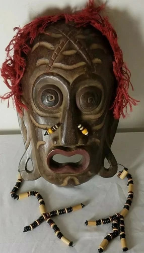 Handcarved wooden mask african - wooden,